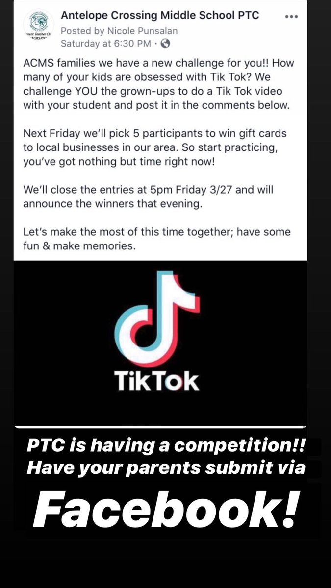 acms_asb's tweet photo. Check out this fun TikTok challenge PTC is hosting! Submit videos on Facebook! https://t.co/zf8SmPM8XM
