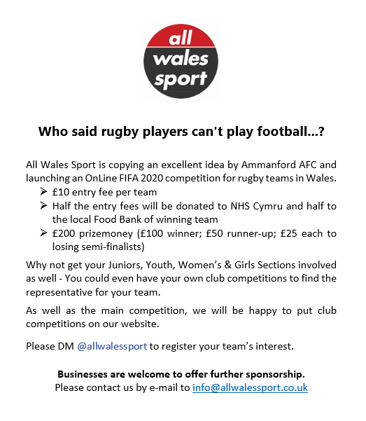 To all rugby clubs in Wales ….