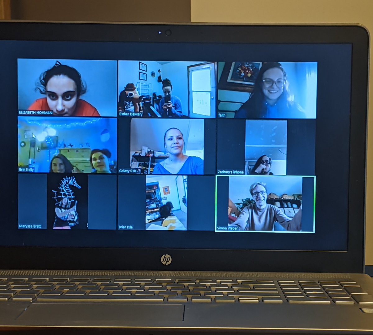 DeMaryHCMusic's tweet photo. Social Distancing Vocal Ensemble sectional time/just hanging out and talking 💜 miss seeing all you each day. https://t.co/6GRWi1EBMh