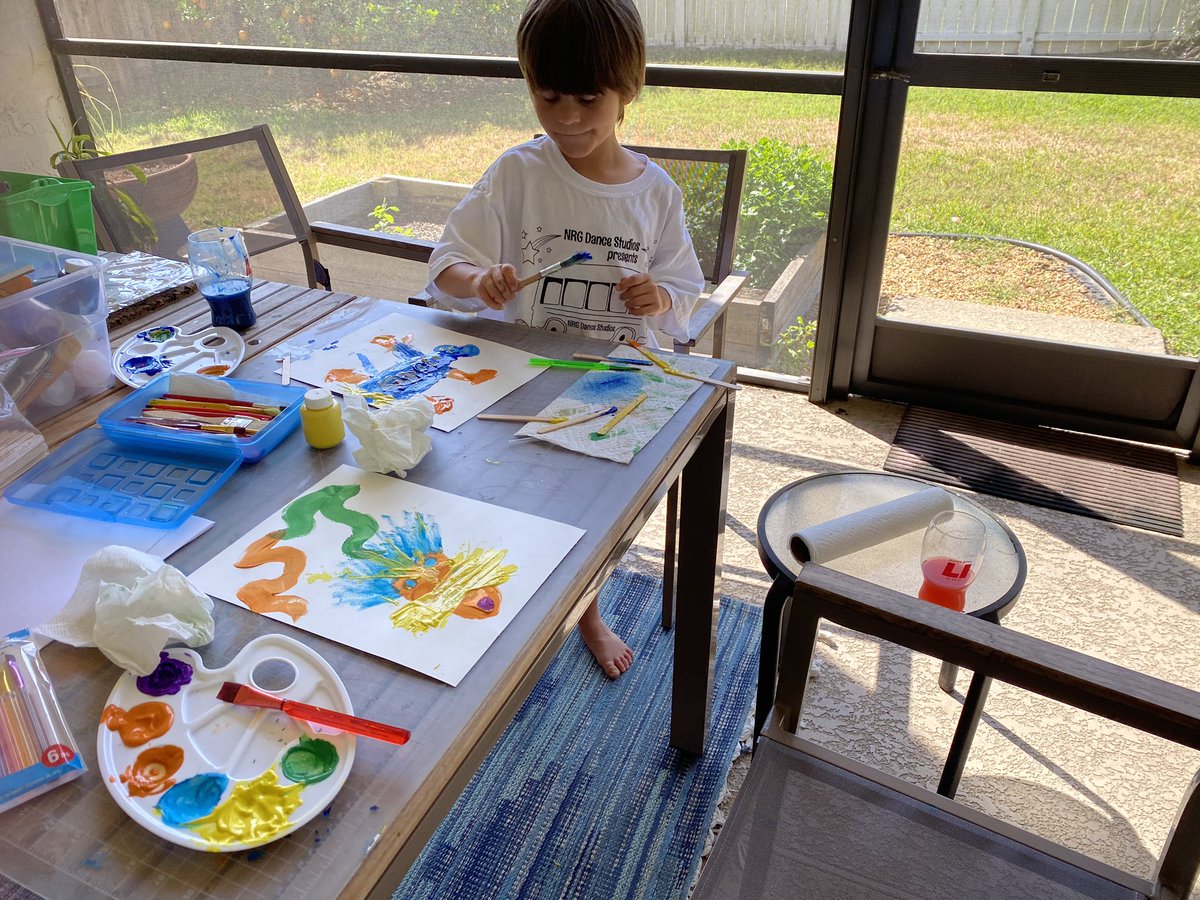 Not all homework is boring. Art class rocks. #homeschool #paintingdragons