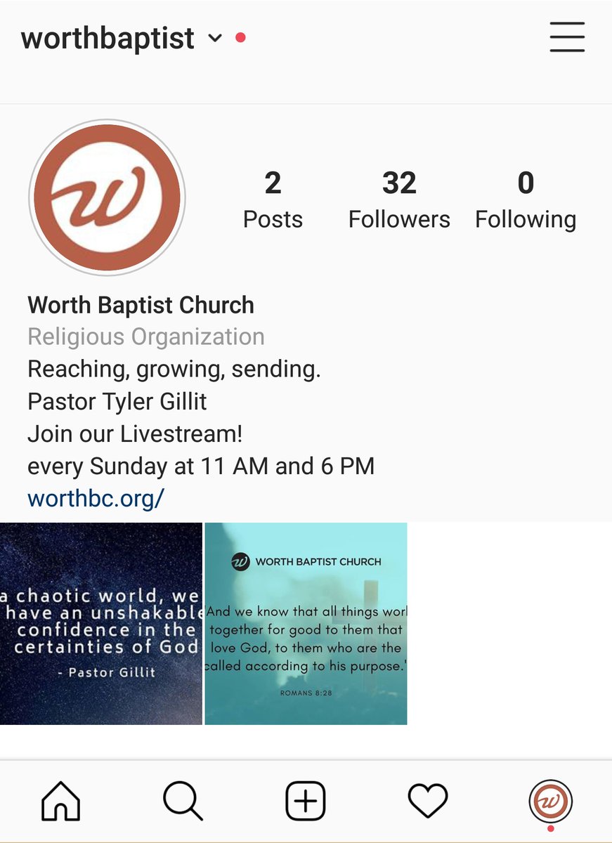 We have a new Instagram page! Go to @worthbaptist for news and story updates. If you know anybody who prefers to use instagram, let them know about the new account. We will be posting very regularly on there so you won't want to miss out!