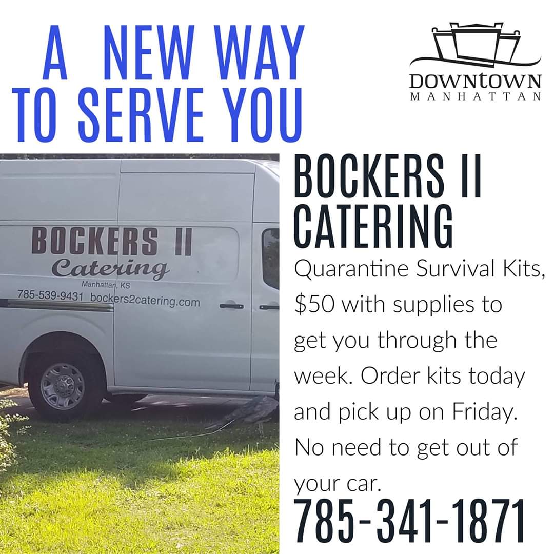 We are proud of the ingenuity of our Downtown businesses. Bockers II Catering is utilizing their supply chain to bring you Quarantine Survival Kits. Order over the phone, pull up to Bockers and it's brought to your car. Give them a call to get all the details on the kits.