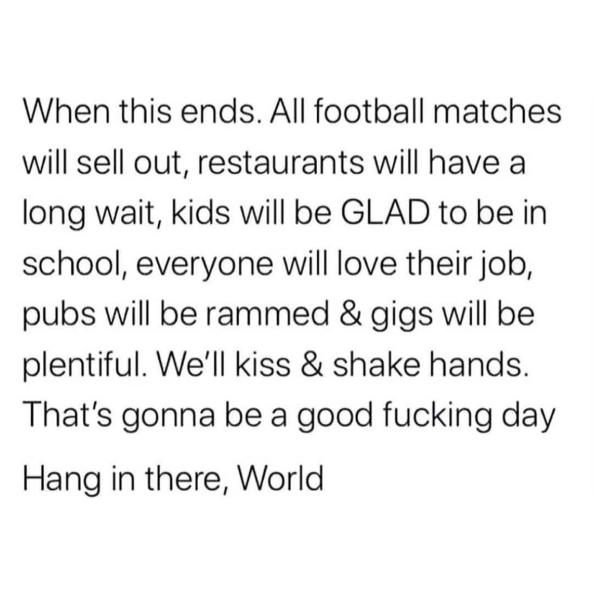 nivedhithaa_Sat's tweet photo. Hang in there, World! Until then stay safe, Spread positivity! ❤️
That’s what is most important right now. Only love and Virtual Hugs to my twitter families!

This too shall pass, don’t worry!
There’ll definitely come a day we’ll tell this story to our kids and burp, trust ok? 😘 https://t.co/xUPMgv1c42