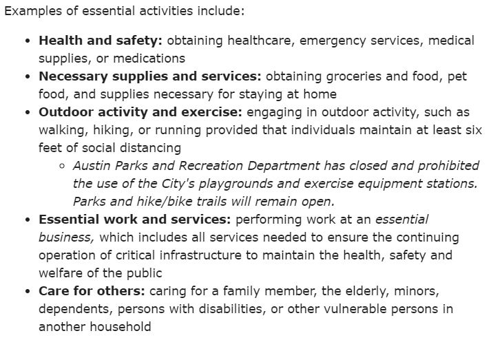 alcaprari23's tweet photo. Still getting a lot of questions about this stay-at-home order. 

"Can I go outside at all?" The answer is YES! Here is a list of some essential activities that you can, and should, still do. https://t.co/meusUxMBlV