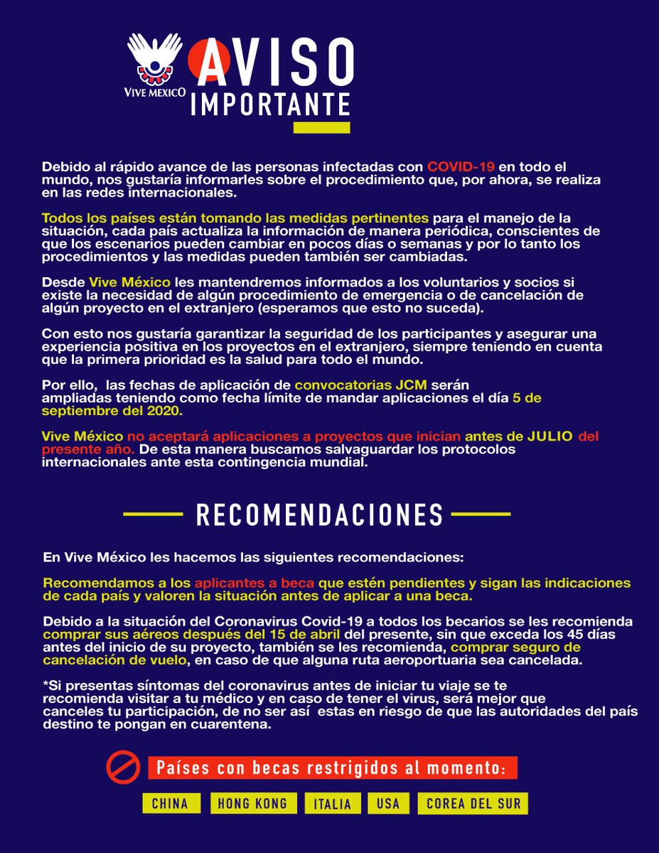 ¡Aviso Importante! #COVIDー19