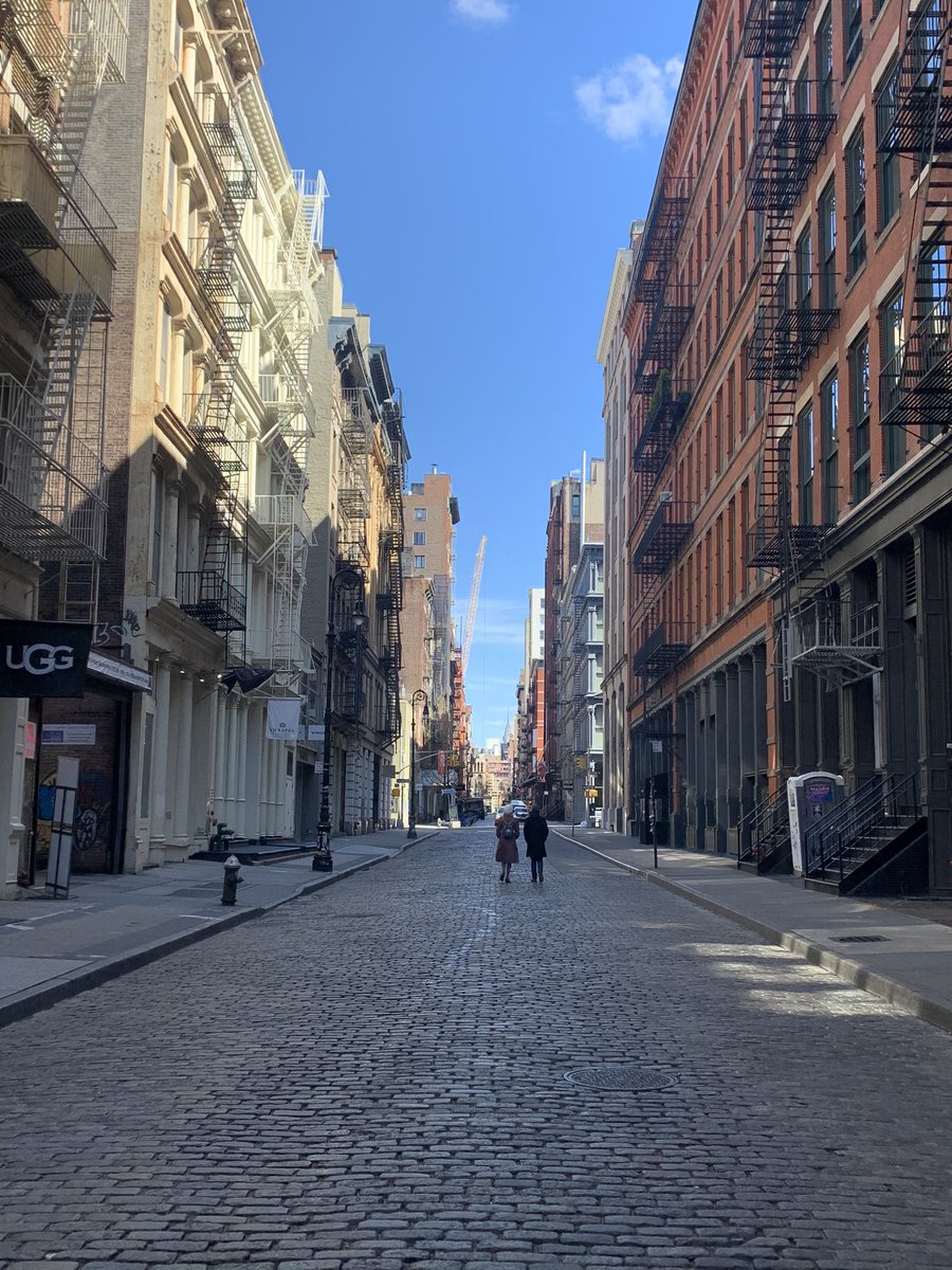 My neighborhood. Also one of the busiest areas in manhattan, #SoHo. Popped out to get some essentials. So glad to see the streets empty #StayAtHome