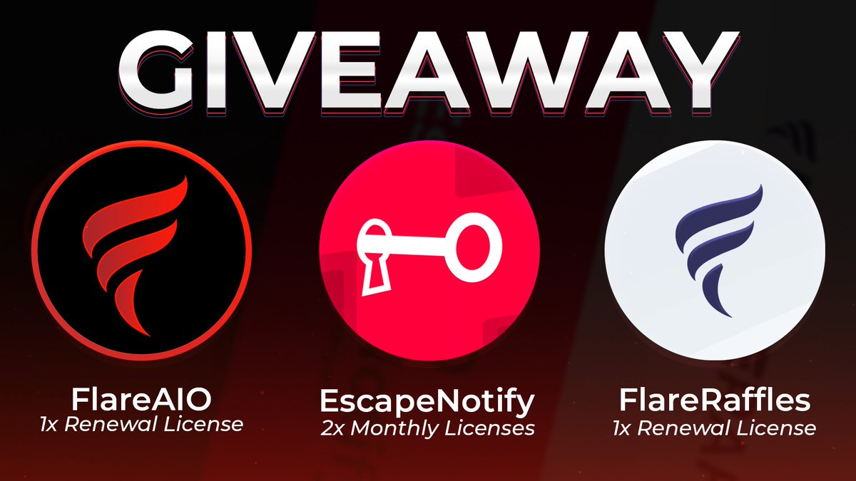 😜GIVEAWAY │ HOME OF FLARE🥳

We're happy to team up with our partners in Home of Flare for another giveaway. If you want to enter the following Giveaway make sure to make this:

💘Follow <a href="/EscapeNotify/">Escape</a> <a href="/FlareAIO/">Flare</a> @FlareRaffles 
🔄Retweet this tweet
💘Like this tweet

Goodluck!😜