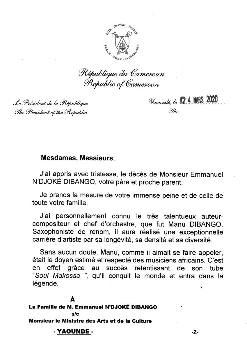 President Paul BIYA tweet media