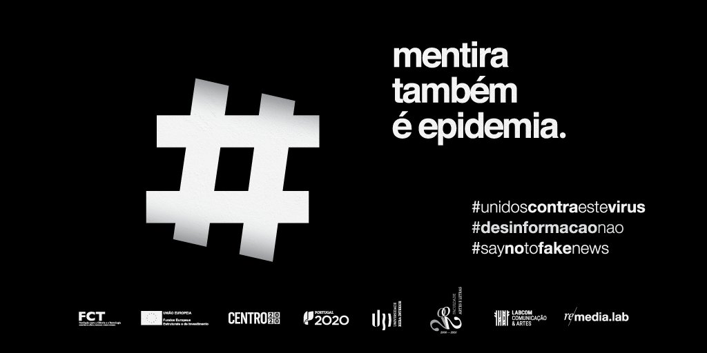 Começa aqui uma campanha contra desinformação e "fake news", em tempos difíceis de pandemia (#covid19) #UnidosContraEsteVirus #DesinformacaoNao #SayNoToFakeNews