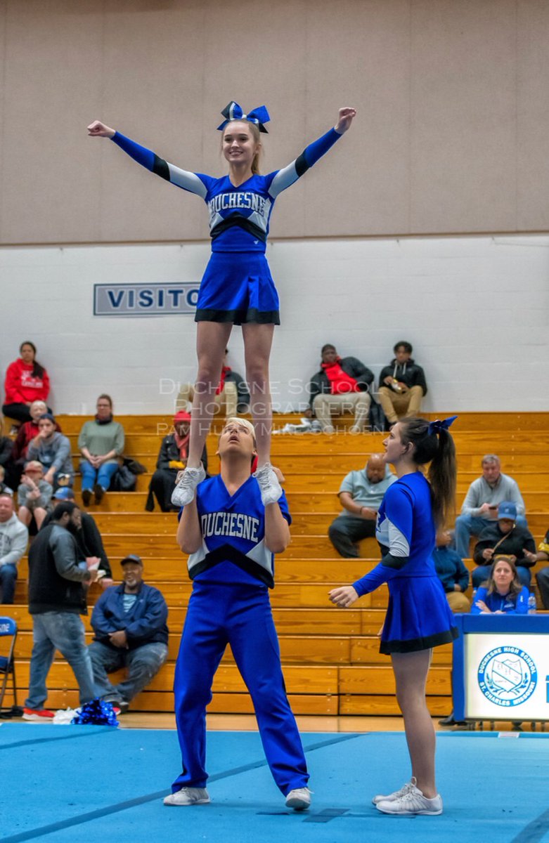 DuchesneCheer's tweet photo. #virtualspiritweek Day2: Junior 
@kness_rory
 Favorite Competition memory action shot! 
#coedstunts #cheer #DHSCheer #competition https://t.co/tIKUCphEY7