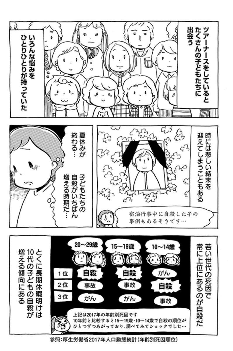 【第44回】あの時話してくれた君へ

宿泊行事中、いろんな話をした子がいる。明るて、友達も多い普通の子。でもその手には、たくさんの傷がありました……。

夏休みなど、長期休暇の後に多い子どもの悲しいお話が、少しでも減りますように。
ココから⇒https://t.co/DReVi20mKq 