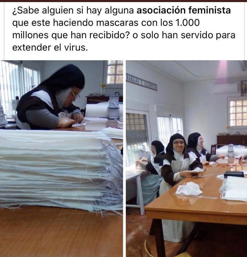 EscuadristaFED's tweet photo. ¿Sabe alguien si las feministas están haciendo mascarillas con los 1.000 millones que han recibido? ¿O solo sirven para propagar virus? #feminismo #igualdad #feministas #chuponas https://t.co/ZrARK803Ao