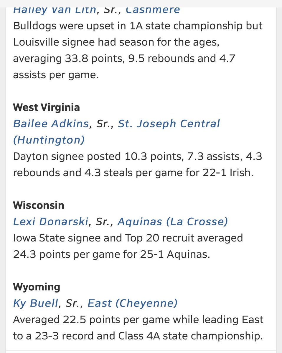 Congrats to <a href="/baileeadkins1/">baileeadkins</a> for being named Max Preps West Virginia POY!!