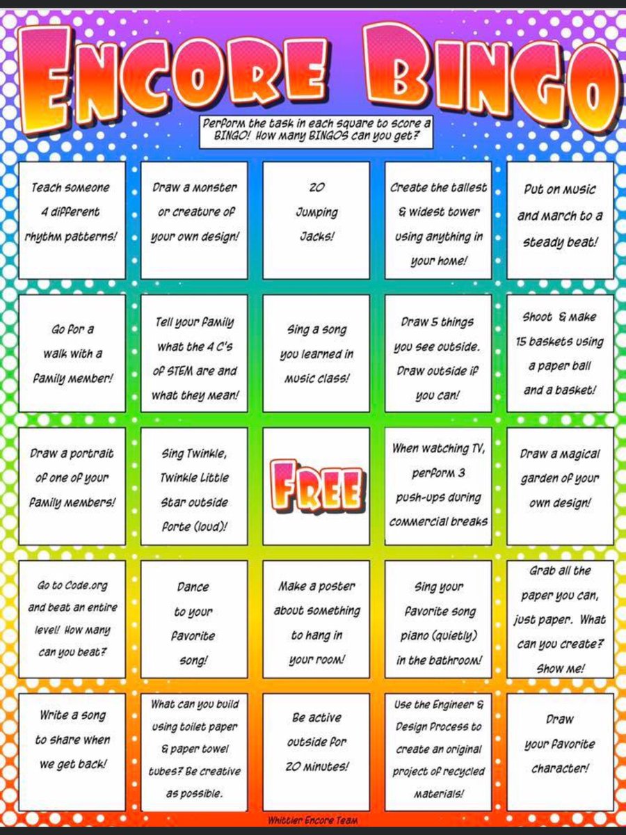 Bingo Time!!! PBE S’s see if you can complete this Related Arts Bingo Game!!! Thanks to our <a href="/ChenowethDenise/">Denise Chenoweth</a> the truly amazing PE teacher. <a href="/Prettyboyes1/">PrettyboyES</a>