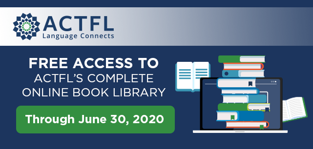 actfl's tweet photo. We know that transitioning to distance learning is a challenge. That's why we're now offering complete access to our online library through June 30, 2020. Enjoy a book on us! https://t.co/sWZvUM6MU6
#covid19WL https://t.co/yks4KLxzjG