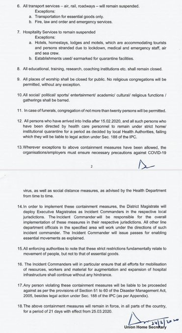 PLEASE RETWEET -

Ministry of Home Affairs Guidelines for #21daysLockdown; Check out the list of essential services that will remain open

#CoronavirusLockdown #COVID19 #coronavirusindia  #StayHome #StayAtHomeSaveLives