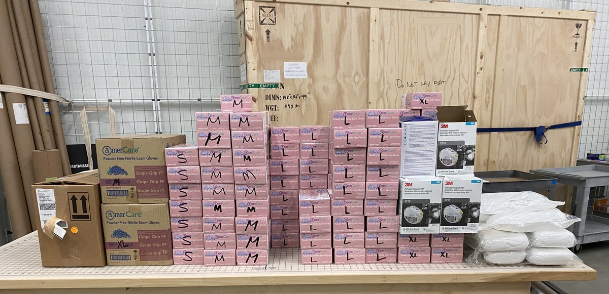 TheBroad's tweet photo. We've donated 158 boxes of nitrile gloves, 90 N95 masks &amp; 200 prs of booties to #GoodSamaritanHospital in #DTLA to fight the spread of COVID-19. Normally, these help us safely install art; today we offer them to help protect healthcare workers. @museumdirectors https://t.co/iMCEaq0xyd