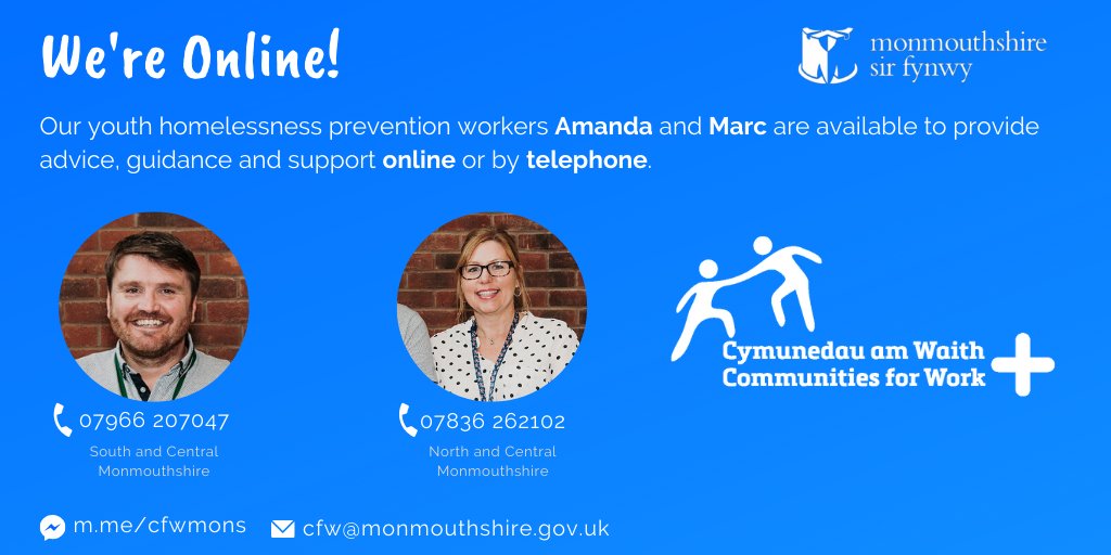 MCC_EES's tweet photo. All of the contacts you'll need to stay in touch with our brilliant delivery teams! They'll be back online tomorrow to provide advice, guidance and support. @MonmouthshireCC #inspire2achieve #inspire2work #compass #communitiesforworkplus #skillsatwork https://t.co/4IJAHsjAB5
