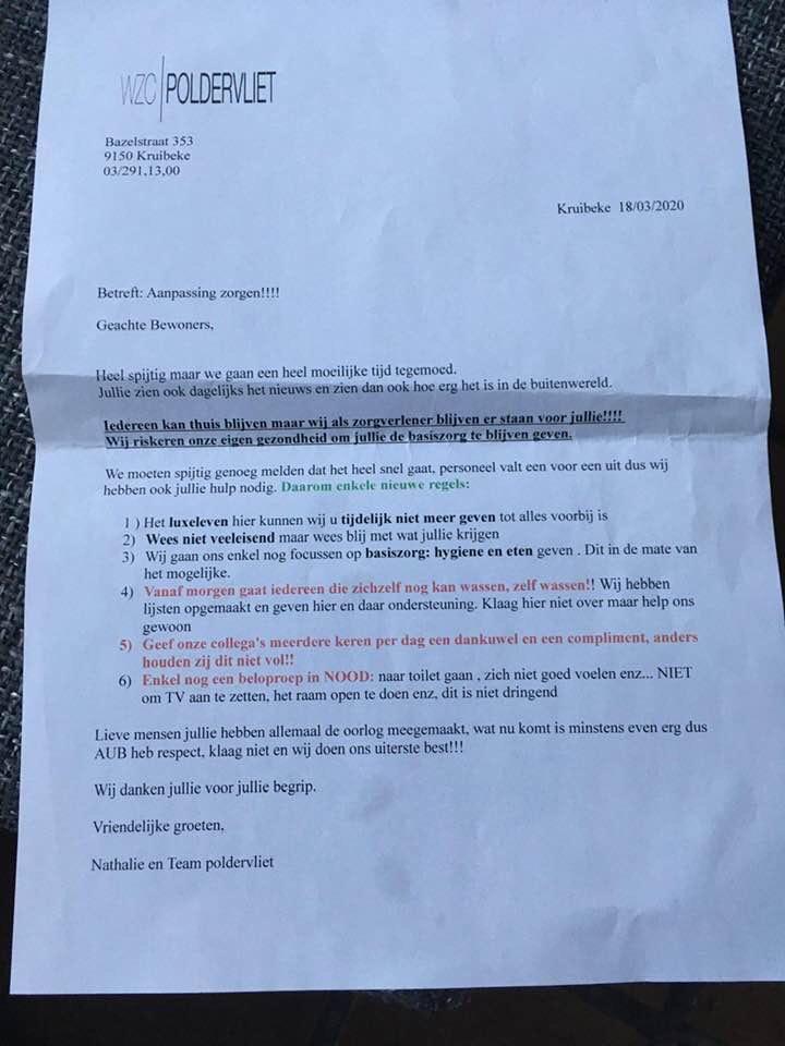 Deze brief rouleert dus in een verzorgingstehuis, gericht aan bewoners die veel geld betalen om daar te 'mogen' zijn. Dit is ronduit schokkend en schandalig. #maggiedeblock