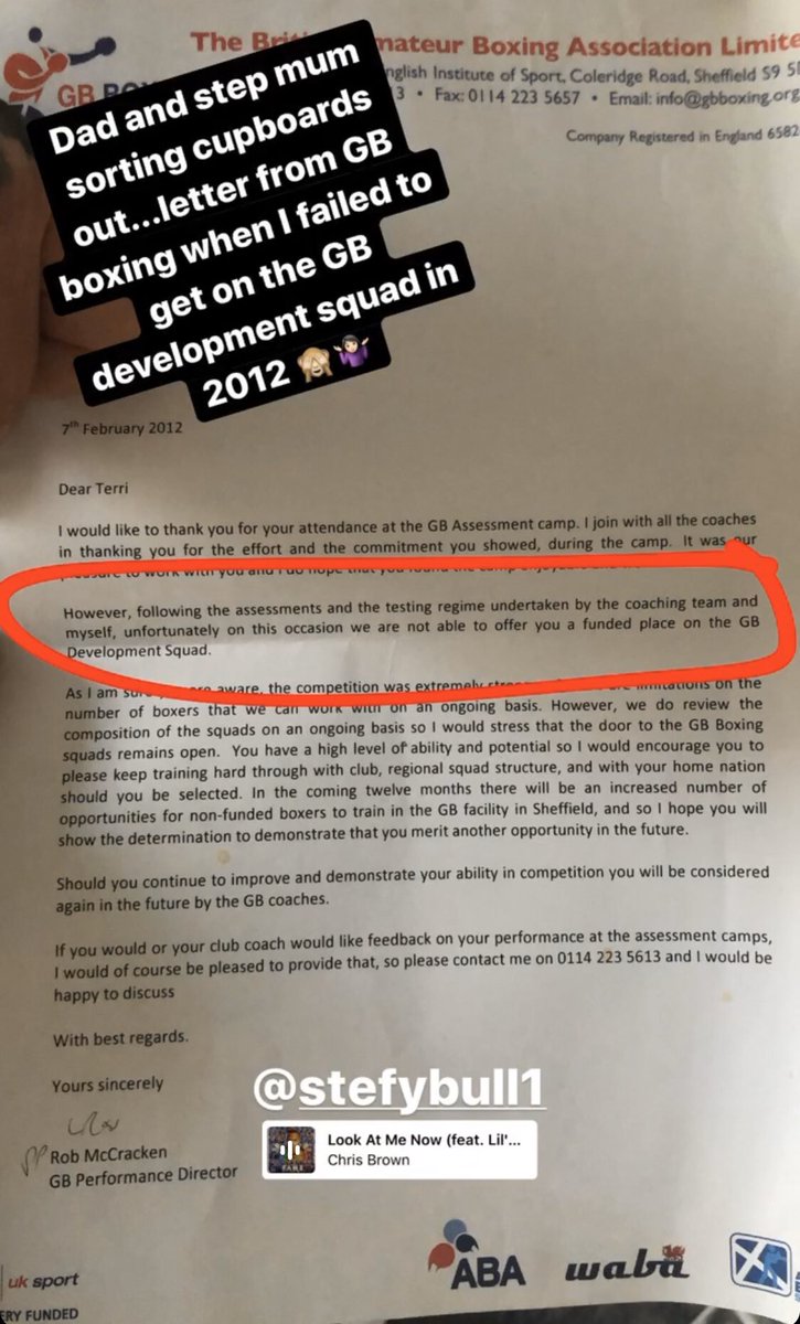 TerriHarper96's tweet image. Found a letter from back in 2012. I went on the @gbboxing development camp and failed to get selected. I was gutted reading I didn’t make it. Fast forward to now, signed by @MatchroomBoxing @EddieHearn WBC/IBO World Champion. Don’t stop chasing your dreams 🥊