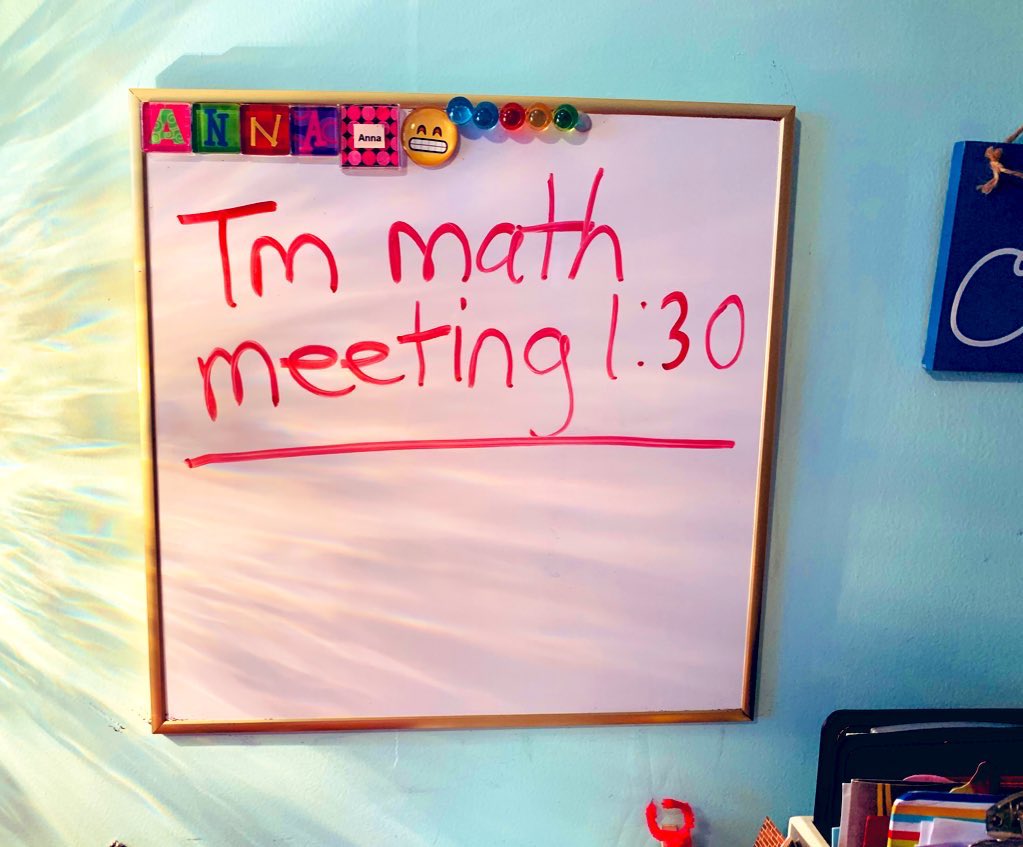 #eLearningTopicTuesday includes Geometry Quizizz, and although  Anna has a virtual math class scheduled for tomorrow, I had to include her cute, handwritten reminder to herself. 😆❤️ Keeping on task! #LPVirtualSpiritWeek