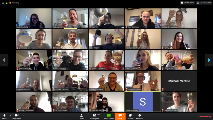 codility's tweet photo. To celebrate the launch of our new rebrand and website, we sent each employee a bottle of champagne so we could celebrate together (popping bottles) on our virtual launch party! ๐พ๐ฅ๐#LifeAtCodility https://t.co/7pQfjqOFjl