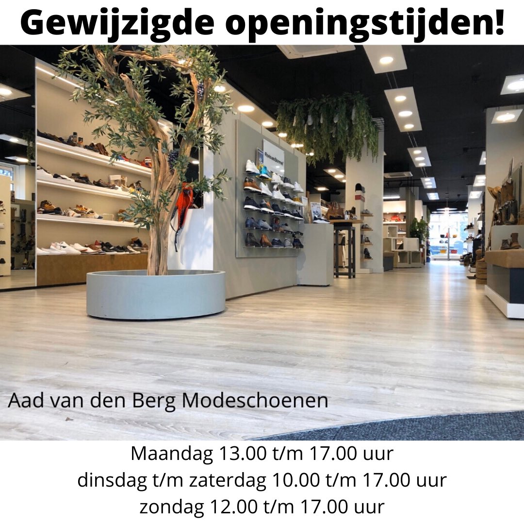 Wij hebben vanaf vandaag onze openingstijden gewijzigd!

Wij volgen de maatregelen van het RIVM, de gezondheid van u en onze medewerkers staat voorop. We vragen u om 1,5 meter afstand te houden, wanneer u onze winkel bezoekt.

Webshop 24/7 open op www,aadvandenberg.nl