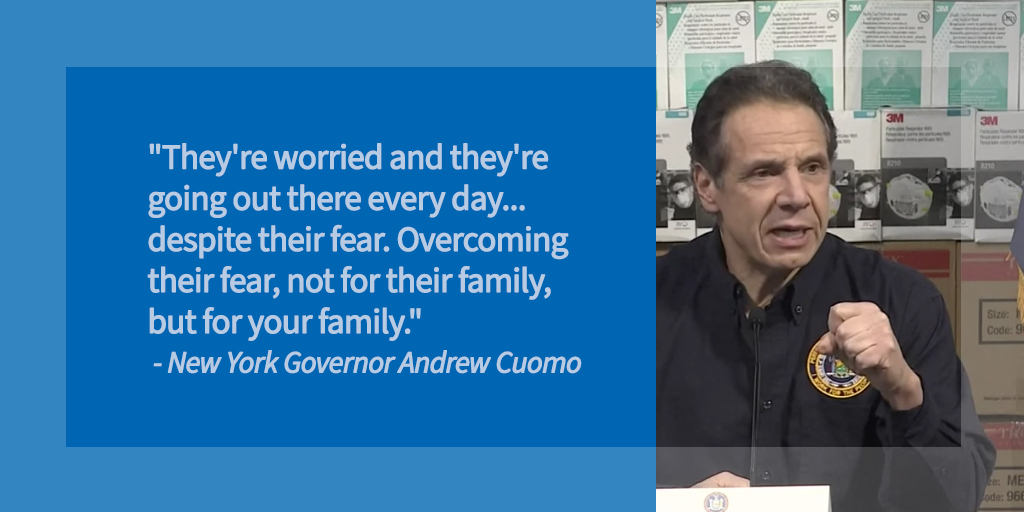 "You want to talk about extraordinary individuals? It's the nurses, the doctors and the health care workers ... When you see them ... please just say thank you and smile." - <a href="/NYGovCuomo/">Archive: Governor Andrew Cuomo</a>. Full video: bit.ly/2WCP8Nz #healthcareheroes