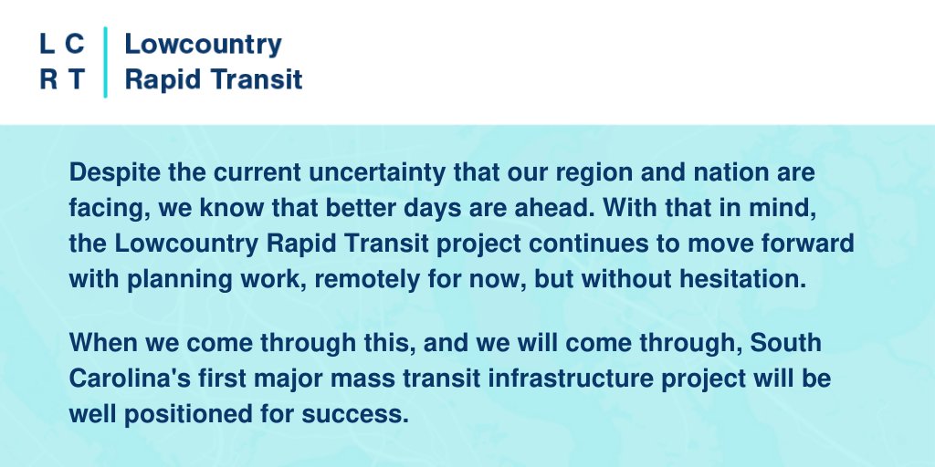 Important planning work progresses as the Lowcountry Rapid Transit project team continues to move the project forward remotely. #LCRT #LowcountryRapidTransit #FutureOfTransit