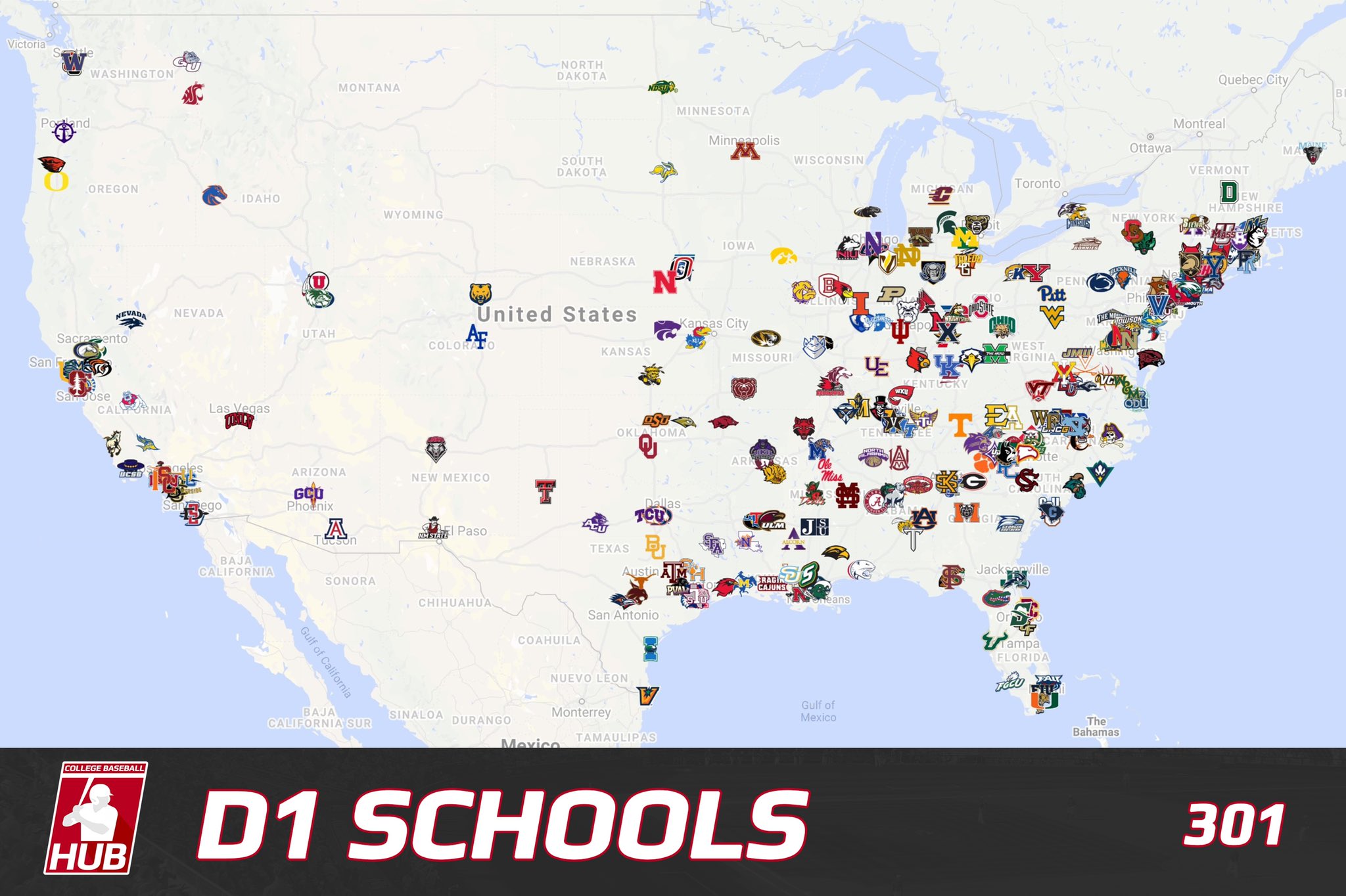 College baseball hub on twitter d1 map https t co e9lbetzwb8 https