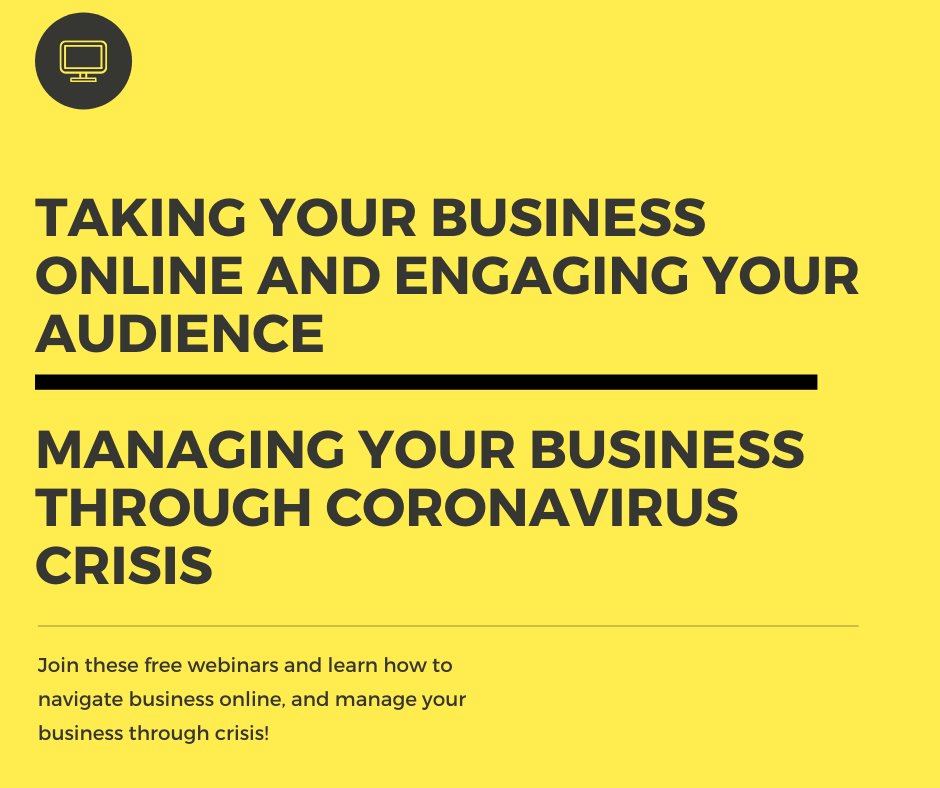 Free webinars:
<a href="/HUBInsurance/">HUB International</a>, 3/25 @ 11a - discuss navigating the Coronavirus crisis:
bit.ly/HUBWebinar

Join Pullman Marketing 3/25 @ 4p to take your business online:
pullmanmarketing.com/webinar

More @ facebook.com/CityofPullman

#PullmanProud #WorkingTogetherApart