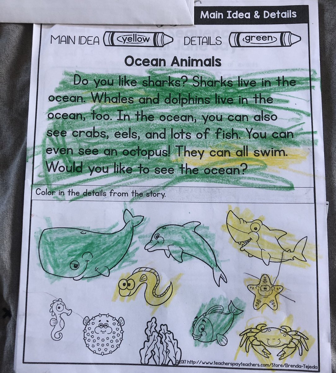 This is the remote reading lesson I taught to my kindergartner yesterday. I am a Pulitzer Prize-winning writer, and I could not correctly identify the "main idea" in this passage -- though the instructions assured us it was in there. Can you find it?