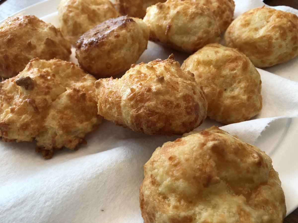 Pao de Queijo. (I mistakenly bought 5 boxes of tapioca flour/starch a few months ago so this is a perfect time to use it up.)