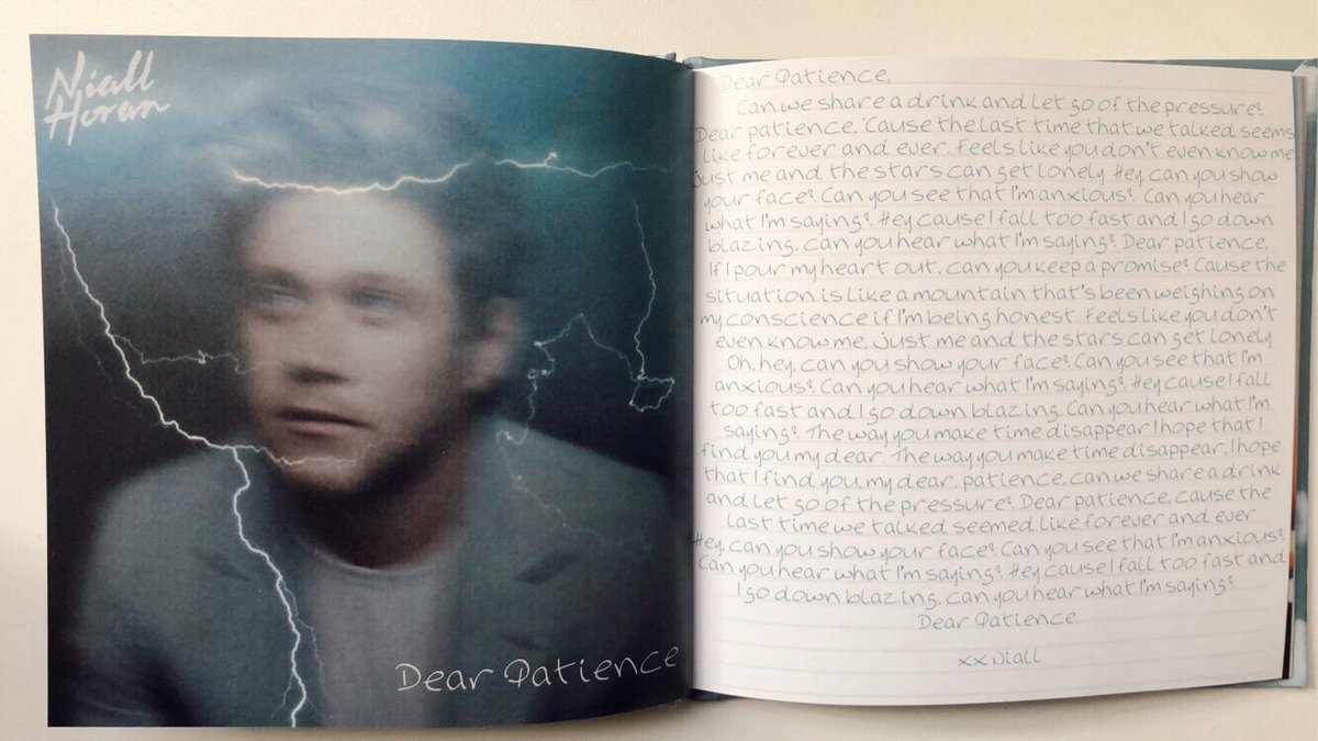 Dear Patience: my absolute favorite song off this album and ever, I went with how Niall has explained dear patience as being a letter to patience/himself for this one for some simplicity and I love it! Also conor masterson rights!!!  #HeartbreakWeather  