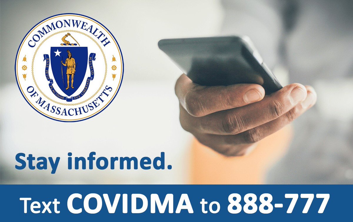 CindyFriedmanMA's tweet photo. Have you signed up for the new #COVID19MA texting service? Receive alerts from trusted sources by texting “COVIDMA” to 888-777. #COVID19 #CoronavirusUpdate #4thMiddlesex https://t.co/x9SSdtOYqt
