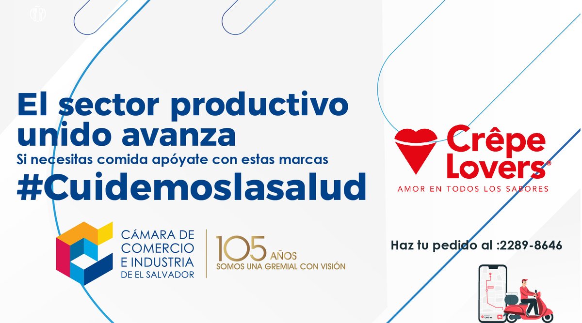 camarasal's tweet photo. #SectorProductivoUnidoAvanza Pide tus crepas dulces o saladas de @CrepeLovers a domicilio al 2289-8646, uno de nuestros socios en los que puedes apoyarte para pedir comida.

#Cuidemoslasalud #JuntosSaldremosAdelante https://t.co/Eyyr7vnTUy