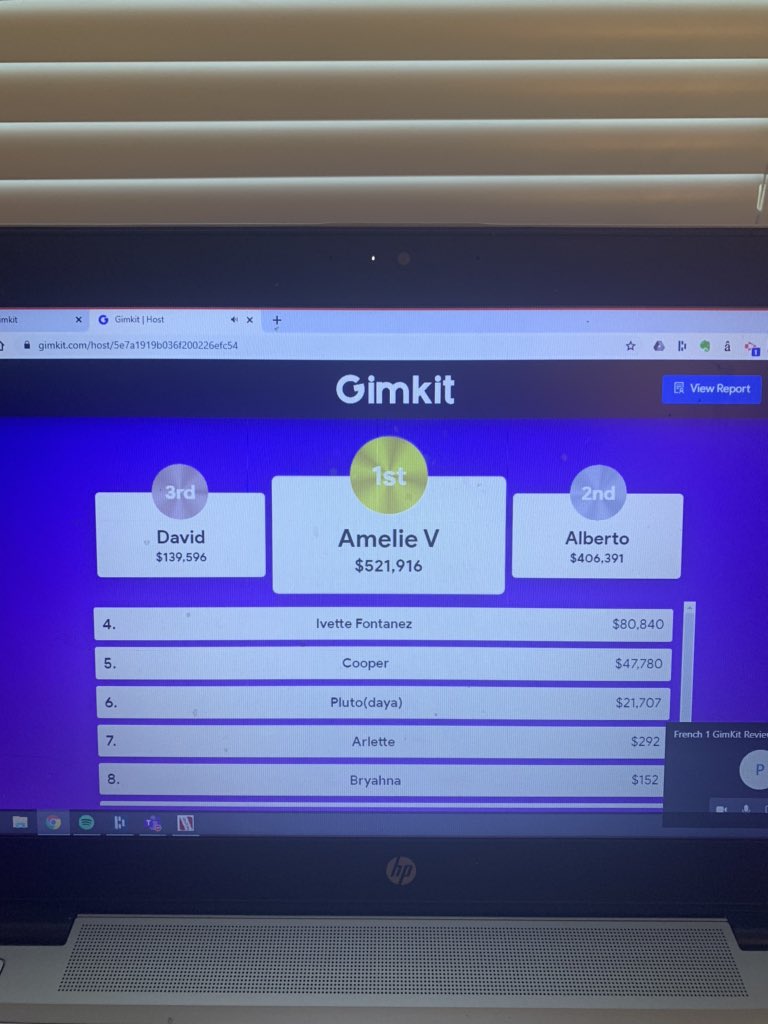 GHSFrench2's tweet photo. Glenn French 1 reviewed for their quiz  via Gimkit today! Twelve students joined via phone or computer. Students who couldn’t join live have a link to play on their own. Nice to have a moment of community with my classes. I miss them! #distancelearning @gimkit @ghsbobcat_pride https://t.co/5HmN98v0ln