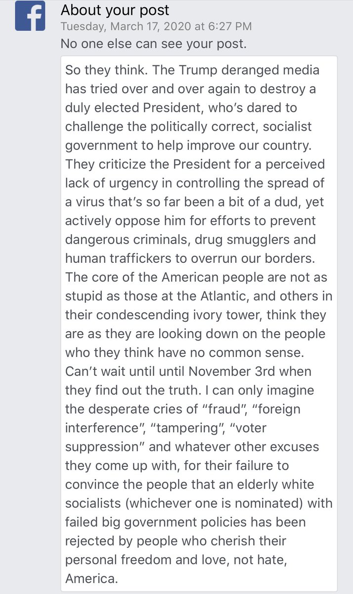 edokin's tweet image. Another example of anti-Trump censorship by Facebook.