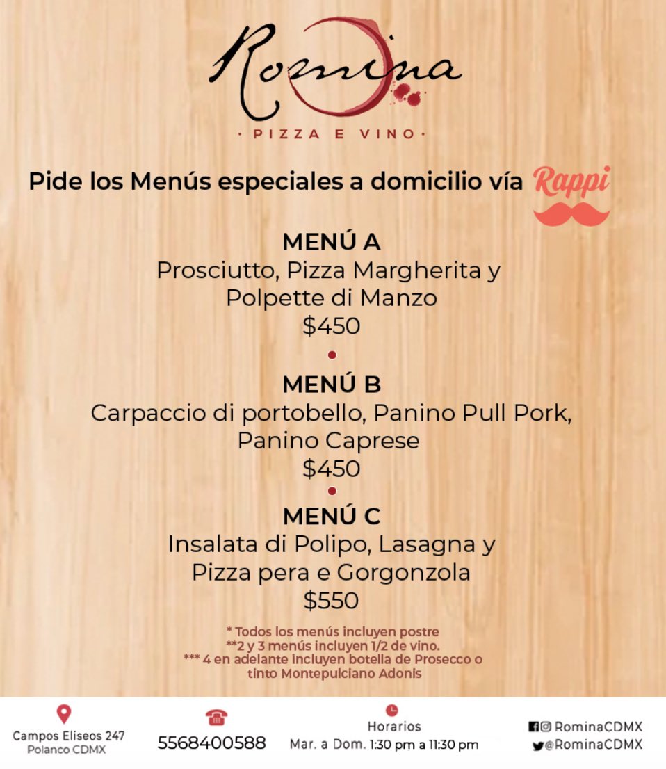 sabormexico's tweet photo. ¿Antojo de comida italiana? ¿De una buena pasta con una ensalada fresca y queso burrata? O ¿Qué tal una pizza de pasta delgada y crujiente? Los restaurantes @RominaRistorant @Isabellacdmx y #RominaPizzeria son la mejor opción 😋 Apoyemos a nuestros lugares favoritos #ComeCDMX https://t.co/VxvyDDouAn