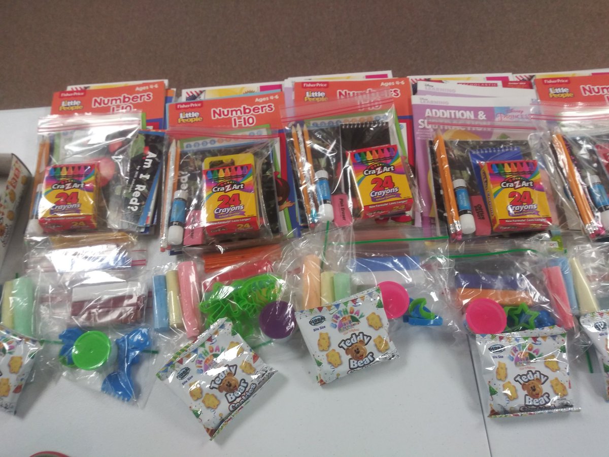 Bags ready for my kiddos to pick up! Just a few thing to help with their at home learning❤ #missmykiddos <a href="/WestsideVCS/">Westside Elementary</a> @vcsvpk