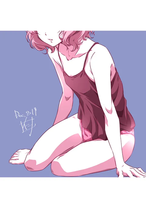 ?チェリーピンク_φ(‾∇‾* )(笑)
 #上手い下手は別にして自分の絵柄のここが好き 
