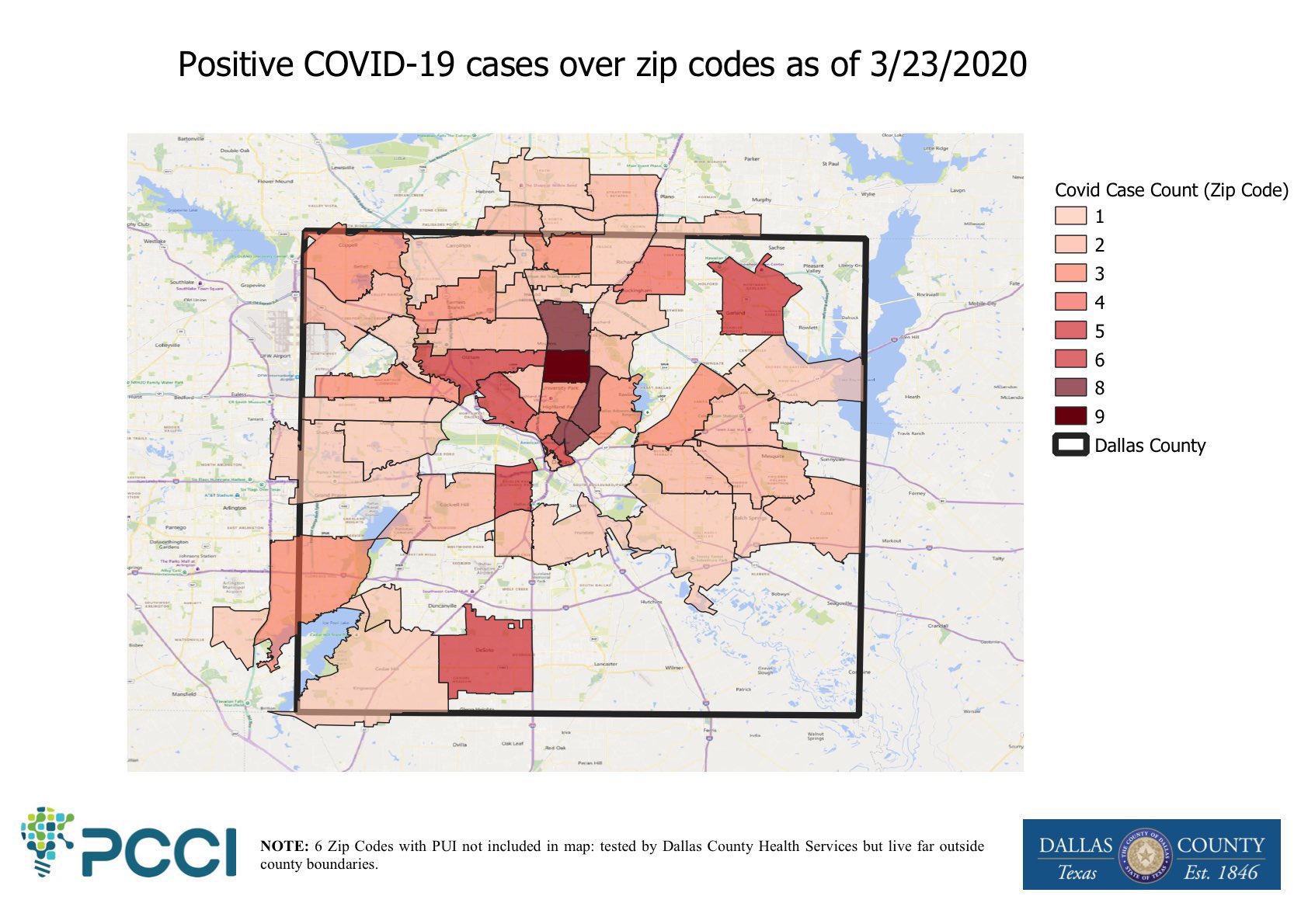 Dallas County Zip Code Map Clay Jenkins On Twitter: "Positive #Covid19 Cases Over Dallas County Zip  Codes As Of Yesterday. Https://T.co/Rrf1R45K4Y" / Twitter