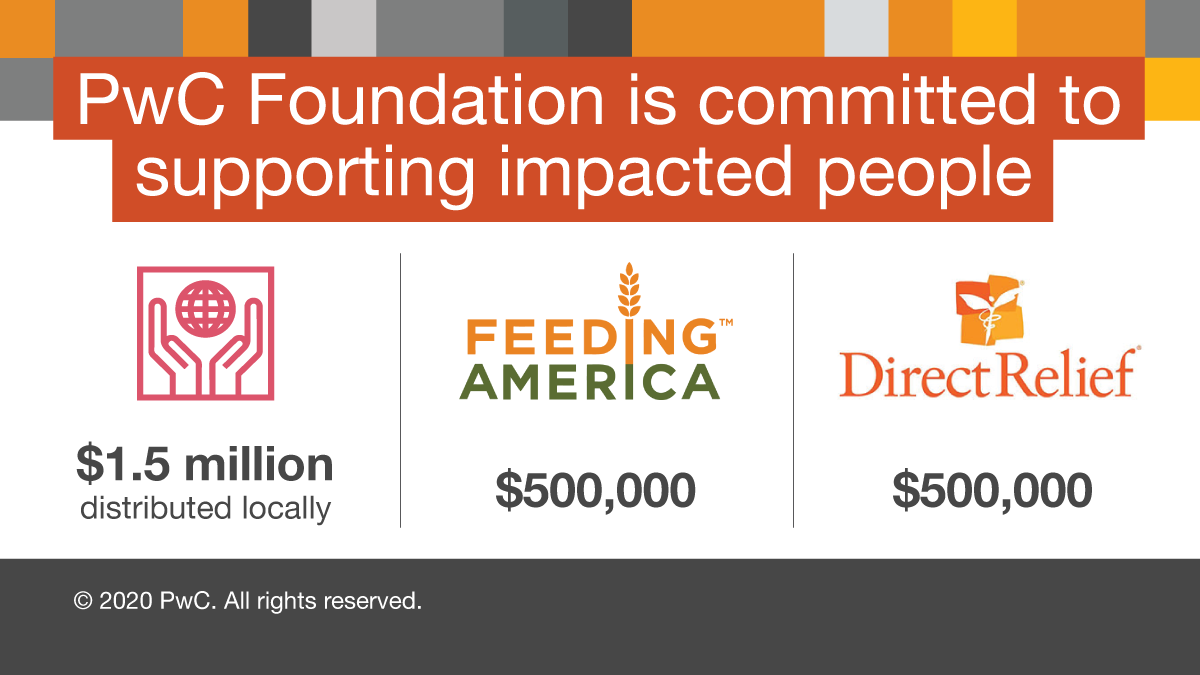 #PwCProud to be part of a firm that makes sure its employees &amp; communities are well during this disaster. From emergency childcare support, to a multi-million dollar charitable donation, we are getting through this as a team! pwc.to/33JL3sq