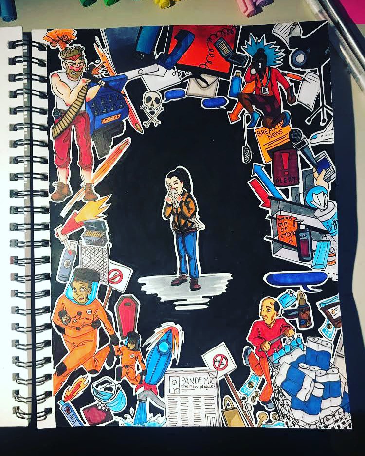 Love this <a href="/EcoleMcTavish/">Ecole McTavish</a> <a href="/fmpsd/">Fort McMurray Public School Division</a> <a href="/FMPSDArts/">FMPSDArts</a> <a href="/ymm/">Jaquita  Mack</a>  #art #student response to everything happening in our #society with #covid_19 #covidart Anyone else have art they want to share?