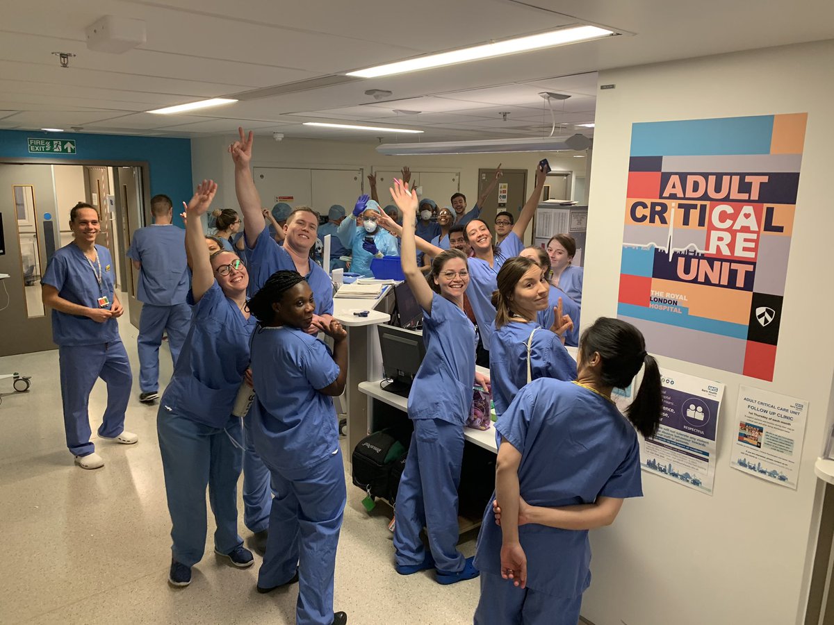 dpwood's tweet photo. Fantastic to see the enthusiastic spirit of the @teamaccu night shift. #StayHomeSaveLives @RoyalLondonHosp @peri_team @DrColetteCoyle @icupod @Zudin_P @rupert_pearse @AndreiaWood @DTWilliams13 @hurricaneACCU @Dorisaccu https://t.co/L41FFHZyaj