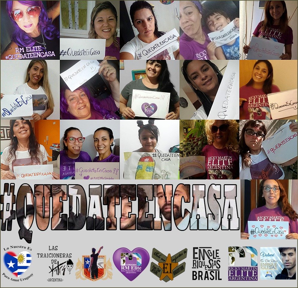 VirgiRanieri's tweet photo. QUEDATE  EN CASA, JUNTOS PODEMOS #QuedateEnCasa #stayHome #COVID19 
@enriqueiglesias
@SebastianYatra @ricky_martin
@LatinVasion @SonyMusicArg
Fans Clubes  @smeimportastu
 @VolvereOficial
 @EnriqueFanChile
 @EnriqueIgBrasil
 @rmelite
 @rmelitecba
 @LoNuestroFCURU
 @TraicionerasARG https://t.co/A6I4WK3MsR