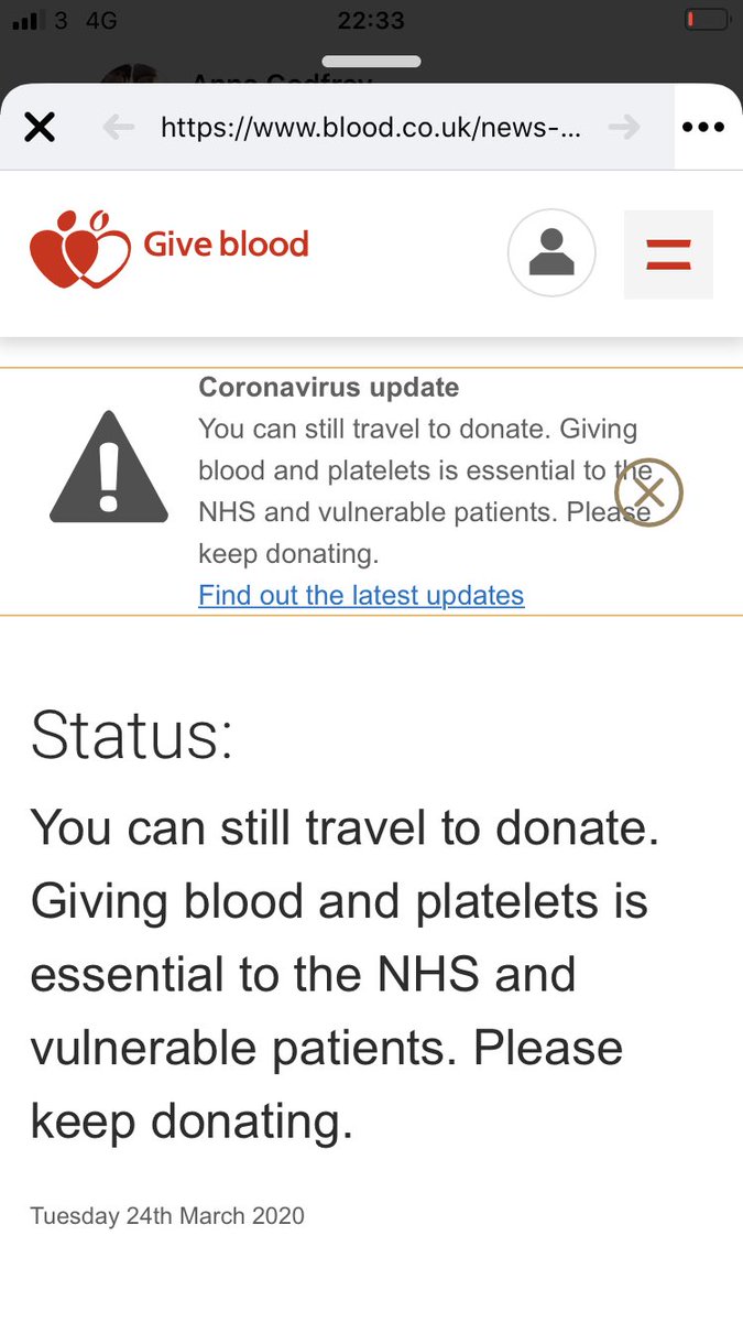 Households with fit adults who are not working full time... could you go and give blood? You are allowed out to do this and you will be helping- there will be regular donors unable to get out because of self-isolation and blood and blood products are really important.