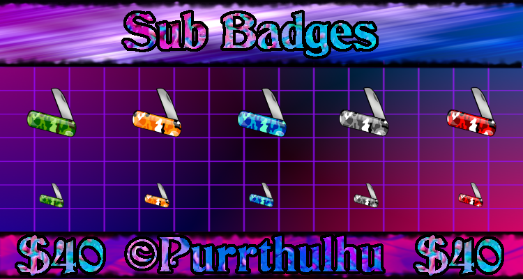 M_0_W_S's tweet photo. PRE MADES FOR SALE!🏕️Camo Pocket Knives🏕️
Free recolors
Reply or DM
RT's appreciated!
#camo #camouflage #GamersUnite #gamer #TwitchBadges #subbadges #gamingcommunity #TwitchKittens #HellsArmy #WaveformGaming #TeamB42 #SmallStreamersConnect #smallstreamercommunity #twitchaffiliate https://t.co/RM19kfLNf4