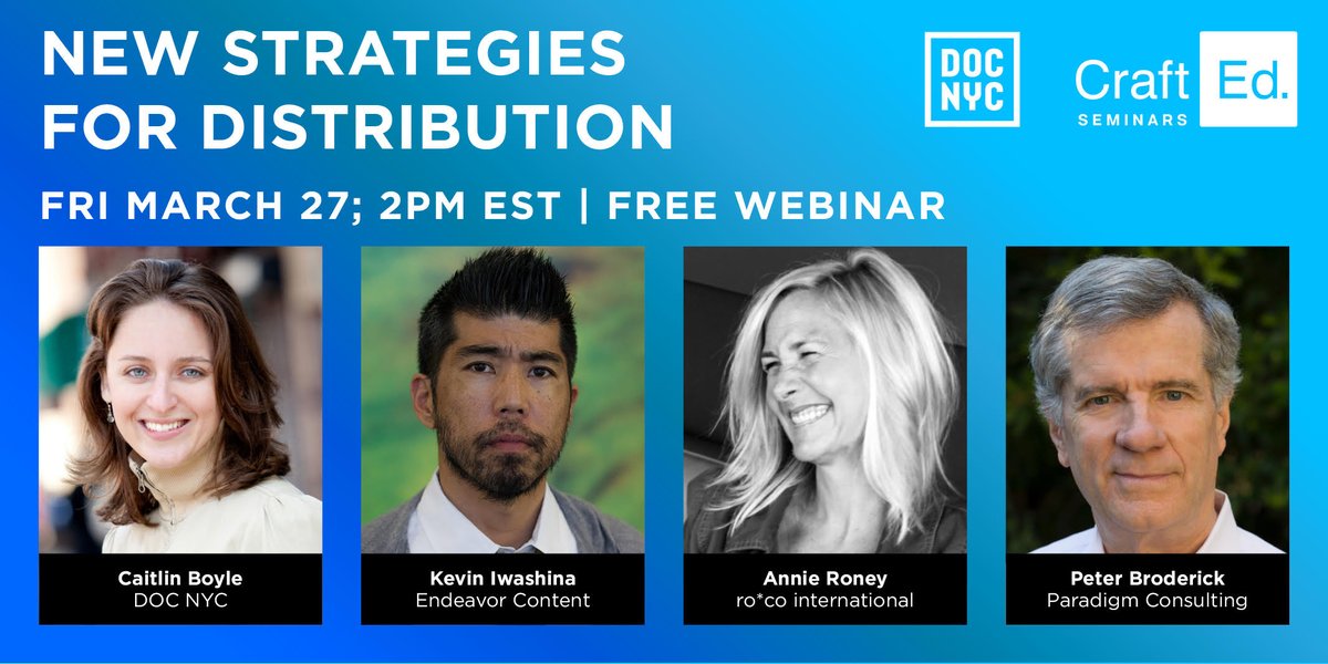 econhardship's tweet photo. 🎥 This Friday: Join @DOCNYCfest and @CraftedSeminars for a 🆓 webinar on new strategies for film distribution and audience engagement during the #CoronavirusPandemic. 

To register, visit: https://t.co/Un3Tgd9KWT https://t.co/1iCbd4W21N