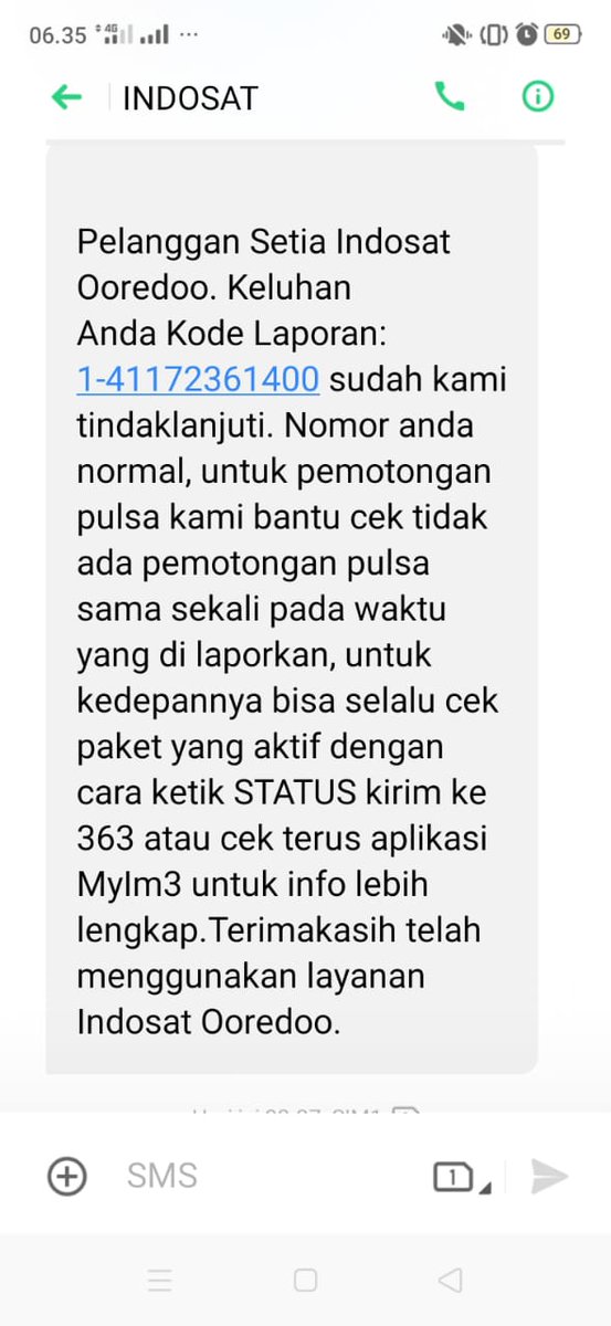yeojayeah's tweet photo. @Nanda31255171 @IndosatCare saya juga beli kuota, pulsa nya kepotong tapi kuotanga ga masuk. saya coba nanya ke aplikasi im3 nya malah dpt balasan sms seperti ini https://t.co/Uwa0DEgjE3